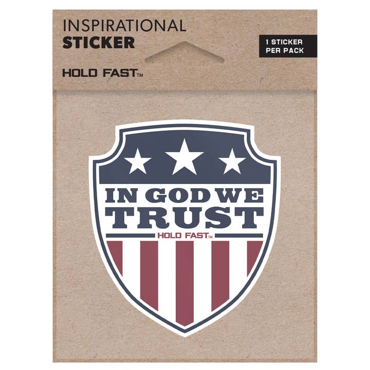 Kerusso - Wholesale Sticker - HOLD FAST In God We Trust Shield Sticker