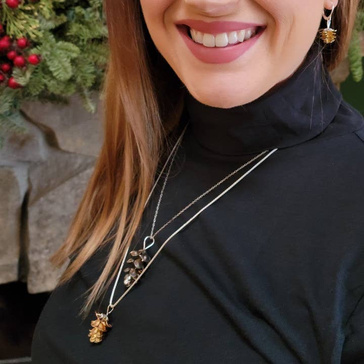 Silver Garden Designs - Wholesale Pendant/Charm Necklace - Pine cone pendant, brass1