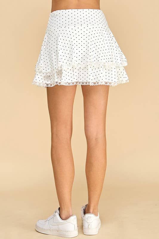White CS3760-Motion Pointelle Polka Dot Double Layer Skirt for wholesale on Faire2