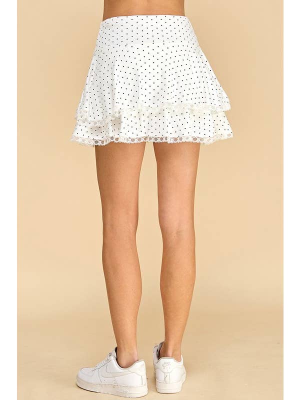 White CS3760-Motion Pointelle Polka Dot Double Layer Skirt for wholesale on Faire2