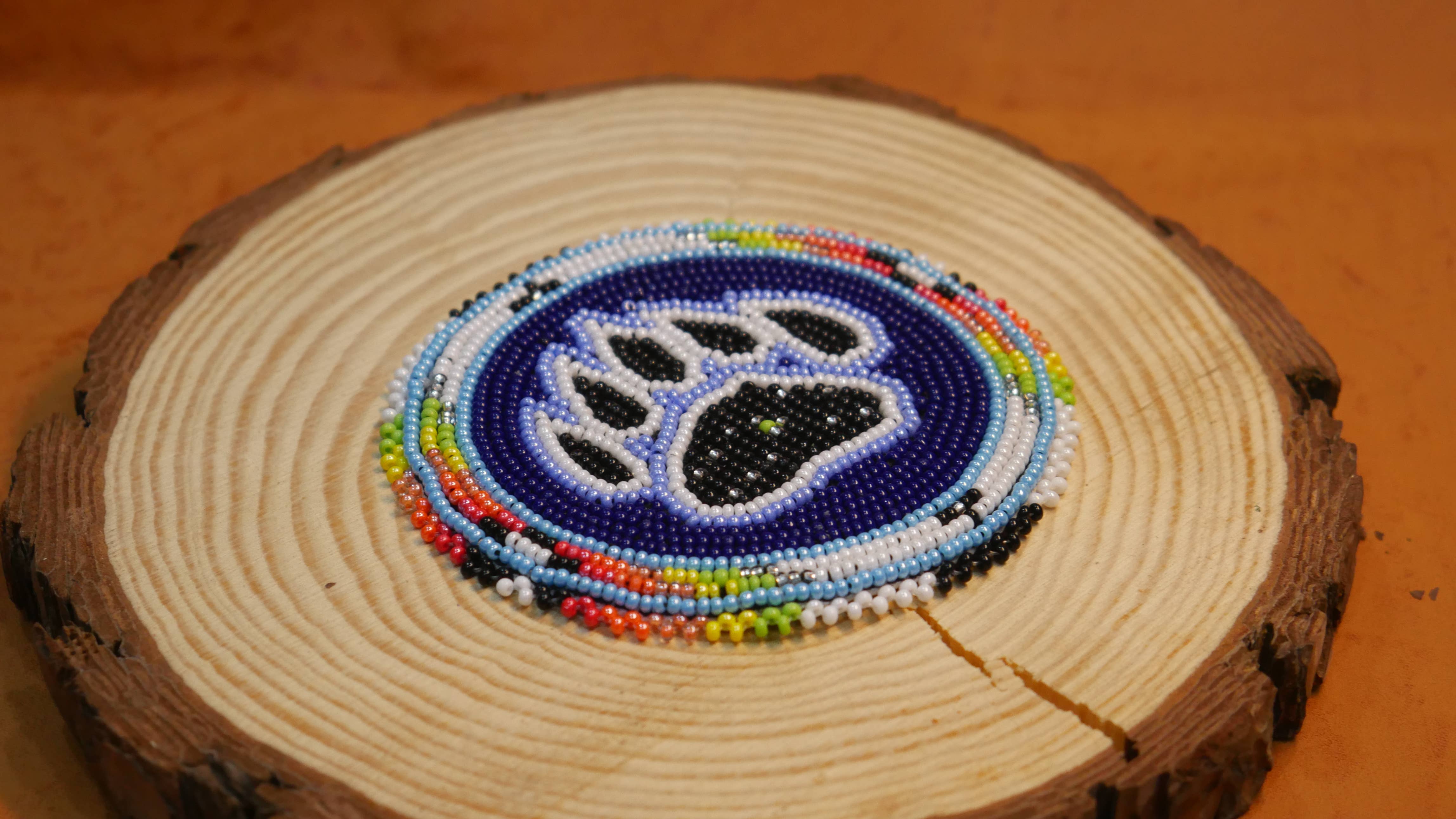 KANGURAH - Wholesale Patch - Handmade Native American Beaded Rosette Patch Applique 1