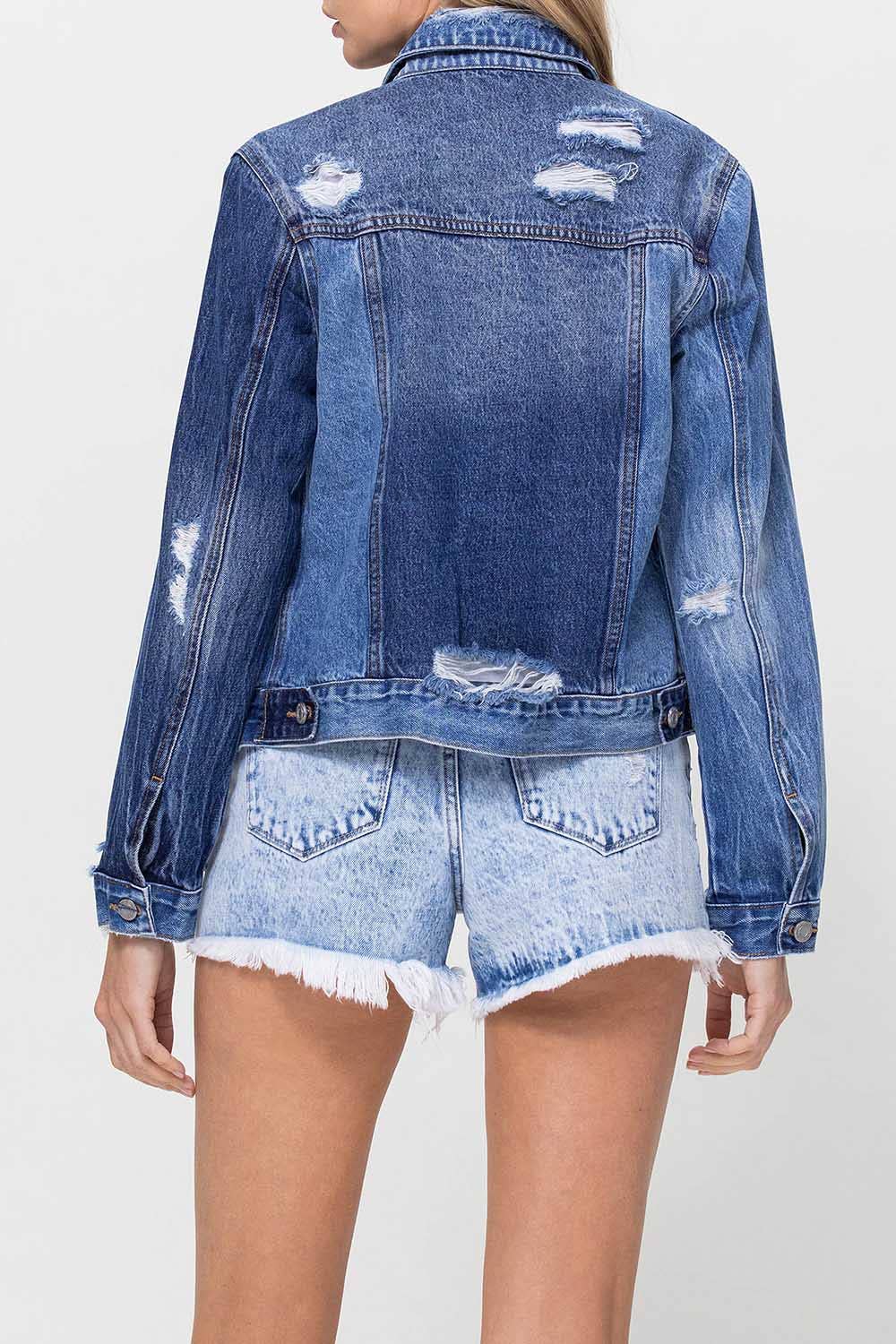 Lycklig KLASSISK JEANSJACKA V2745J MED KONTRASTERANDE KONTRAST för wholesale på Faire6