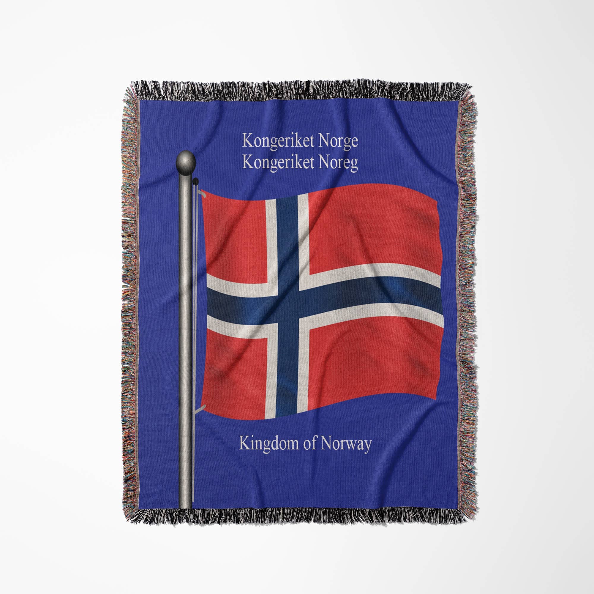 3dRose - Wholesale Throw Blanket - 3dRose, The flag of Norway on a blue background with the Kingdom of Norway in English and Norwegian, Blanket