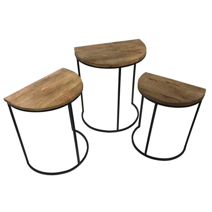 Wilco Home - Wholesale Side table - Set of 3 "Upcycled" Mango Wood Nesting Display/Side Tables2
