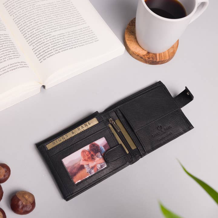 Woodbridge Herren Bifold Schwarz Hochkapazitäts-Lederbrieftasche für den Großhandel von Redbrick