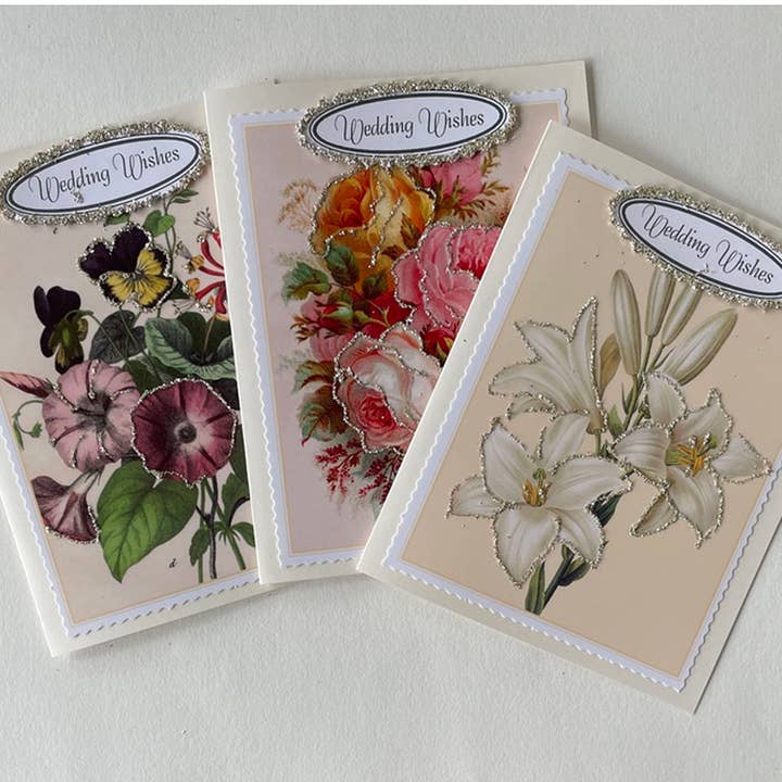 Cartões Florais de Casamento por atacado de Nelda Barchers Glitter Cards