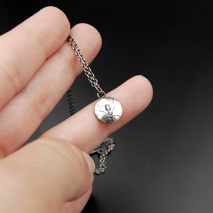 Metal Cloth & Wood - Wholesale Pendant/Charm Necklace - Customizable Sterling Silver Ant Necklace with Your Choice of Cable or Curb Necklace Chain, Hook or Lobster Clasp and Length of 16" to 22"