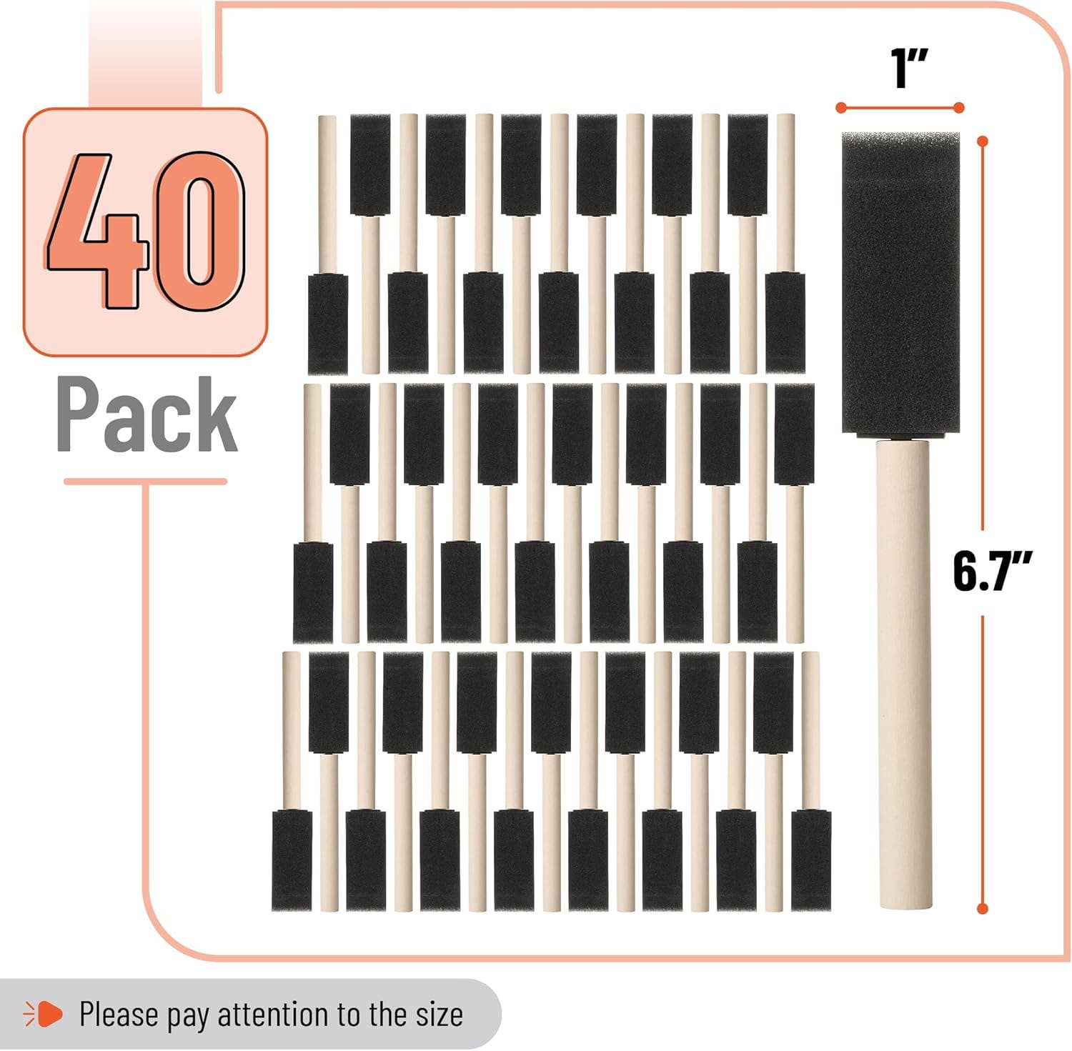 Bates Choice - Wholesale Paint/Wax Brush - Bates- Foam Paint Brushes, 1", 40 Pack1