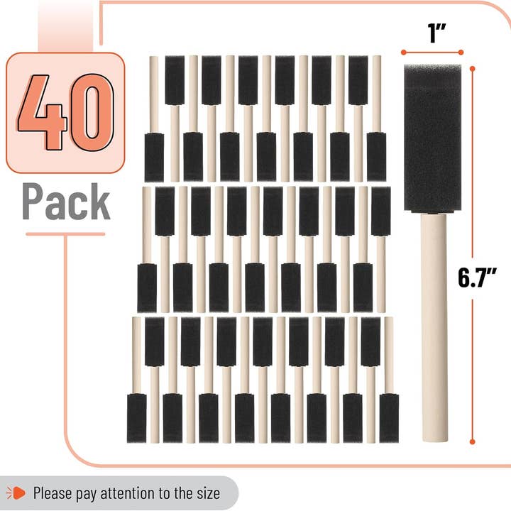 Bates Choice - Wholesale Paint/Wax Brush - Bates- Foam Paint Brushes, 1", 40 Pack1