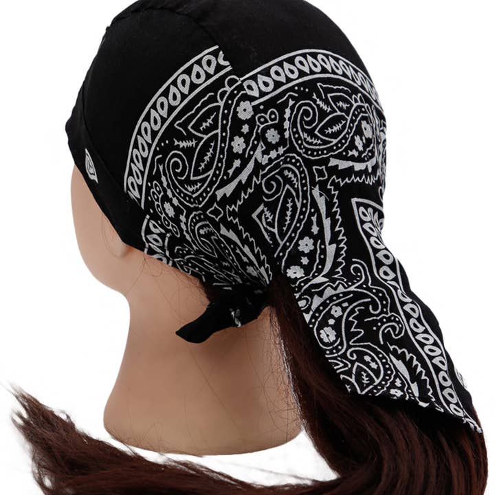 Schwarz Halstuch aus Baumwollstoff mit Paisley-Muster, Schwarz für den Großhandel auf Faire3