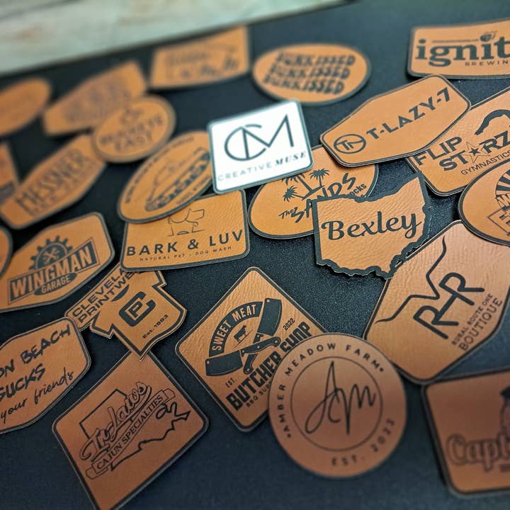 Patch en similicuir avec logo d'entreprise personnalisé - Adhésif pour la vente par 3C Etching