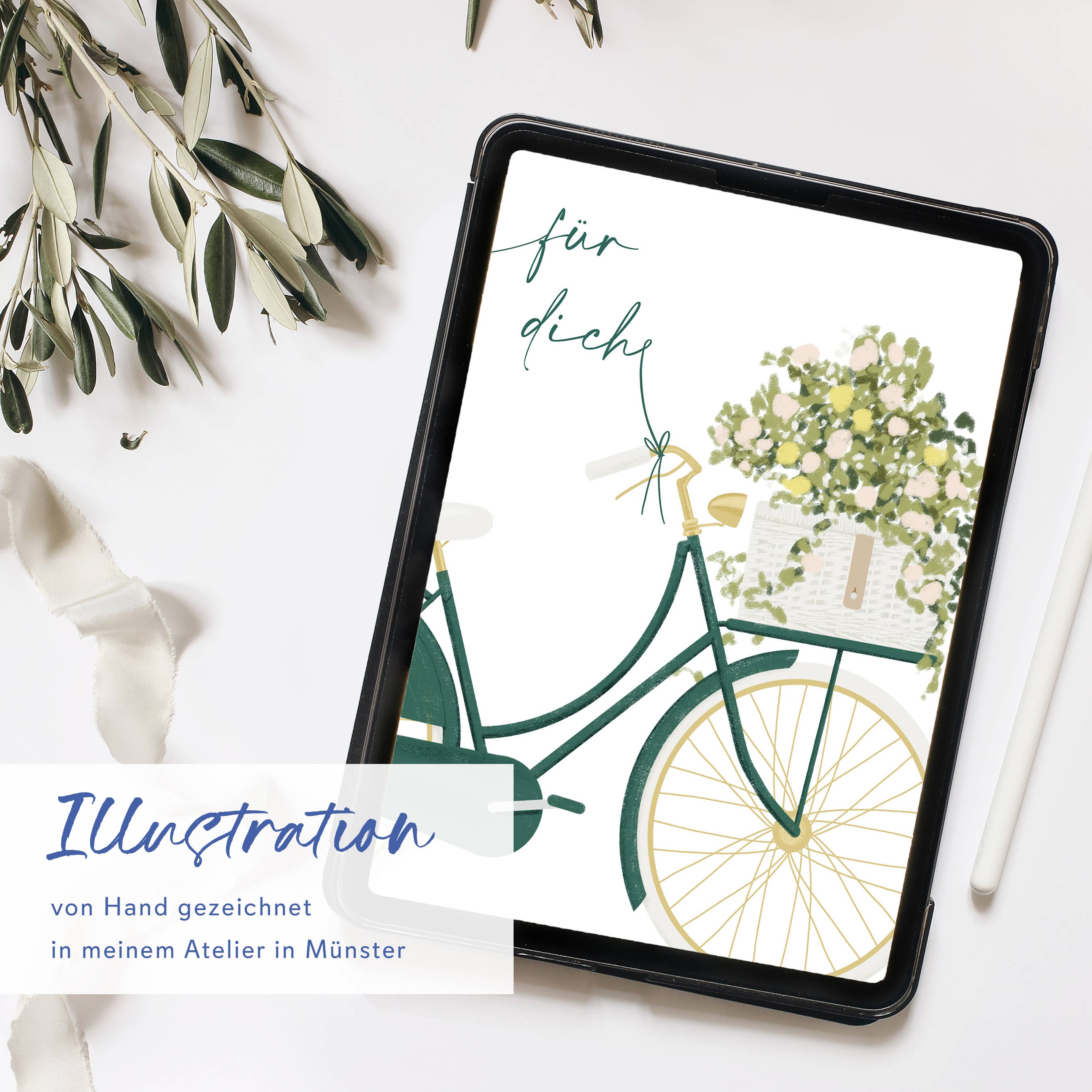 Wildblumen Atelier - Wholesale Postcard - Postcard 'for you' bicycle with flowers, FSC certified2