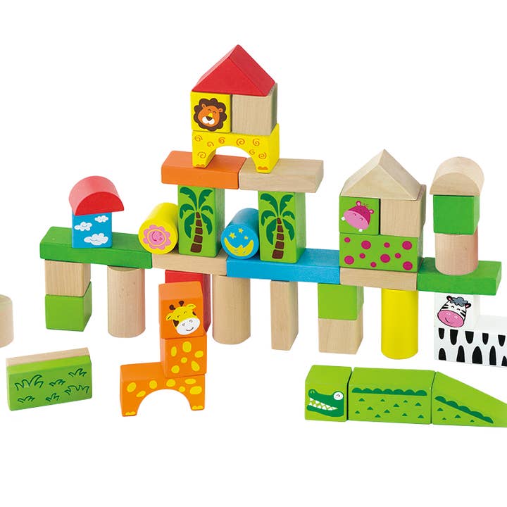 Set di blocchi da 50 pezzi - Allo zoo per la vendita all'ingrosso da parte di Small World Toys