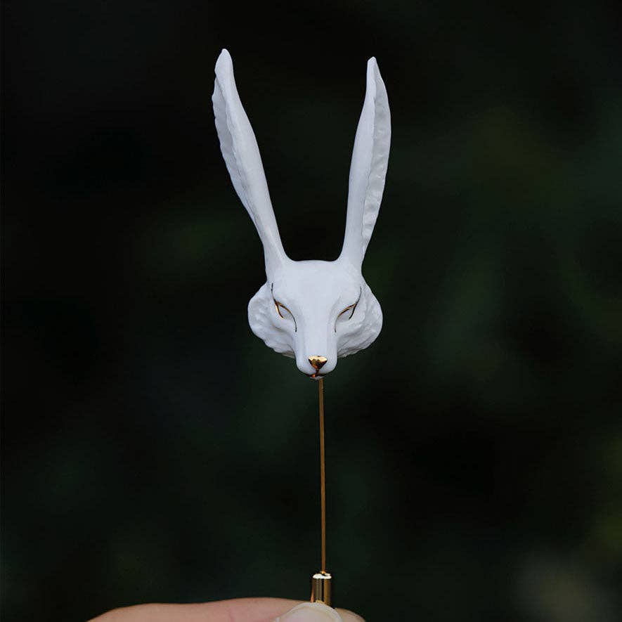 Vermilion Collection - Vente Broches - Broches en céramique YIHE "Renard blanc"2