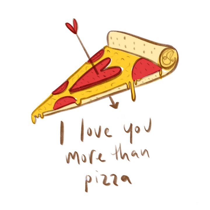 More Than Pizza A2 Card for wholesale by Cat Rocketship