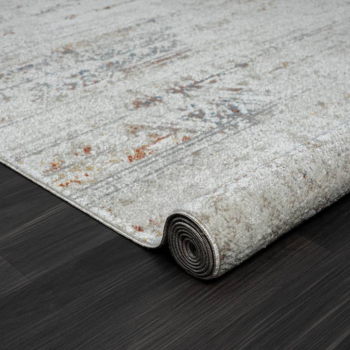 LR Home - Wholesale Area Rug - Lachi Contemporary Distressed Medallion Area Rug, Ivory/Gray2