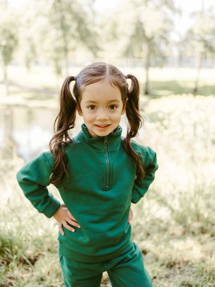 Fleece Sweatsuit Set in Emerald for wholesale by Inti The Label