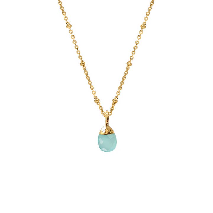 Aqua Chalcedony Briolette på satellitkedja för wholesale av Mirabelle