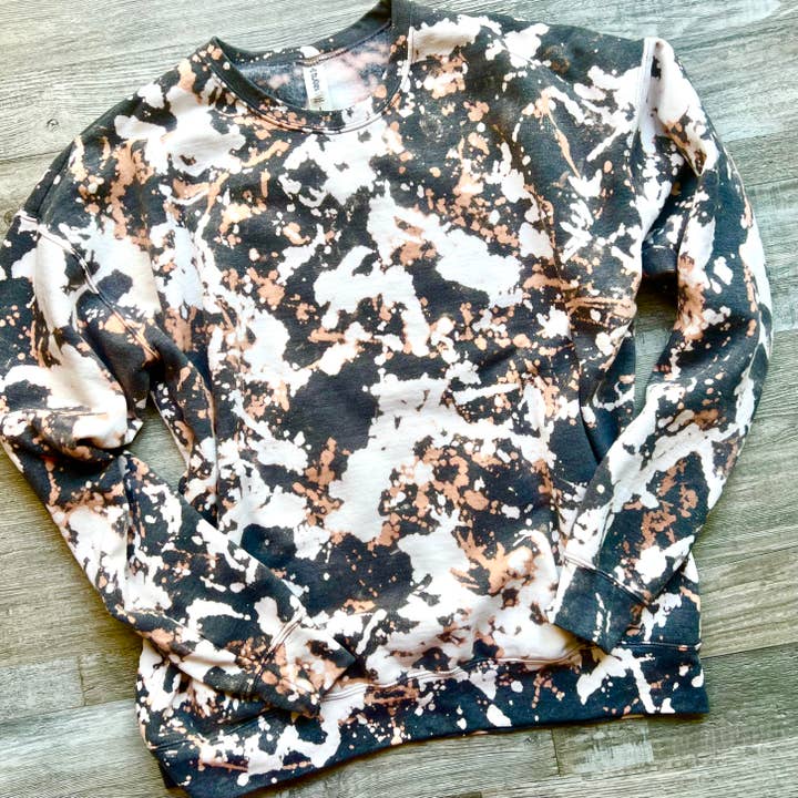 "Cow Hide" Bleached Sweatshirt for wholesale by Mama Pop Apparel