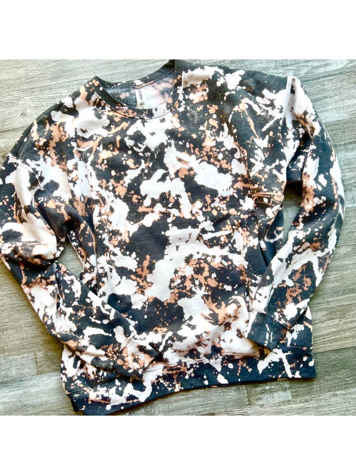 Mama Pop Apparel - Wholesale Sweatshirt - Women's - "Cow Hide" Bleached Sweatshirt