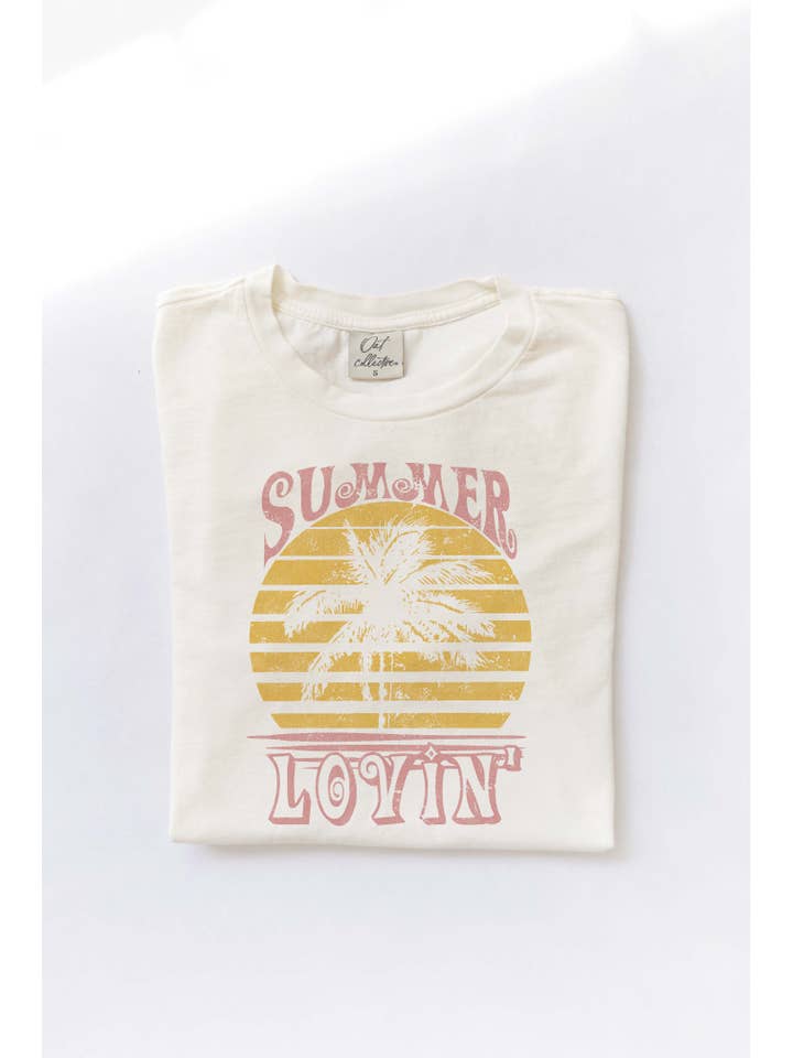 OAT COLLECTIVE - Wholesale Screen Printed T-Shirt - Women's - SUMMER LOVIN' Mineral Washed Graphic Top
