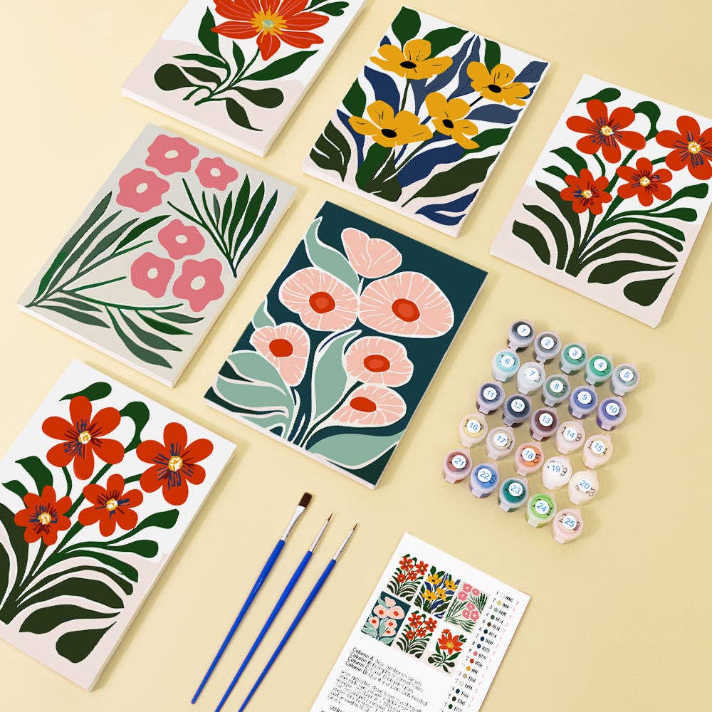 Paint Your Numbers – Großhandel Bastelset – Botanical Brights 6er-Pack Mini-Mal-nach-Zahlen-Set1