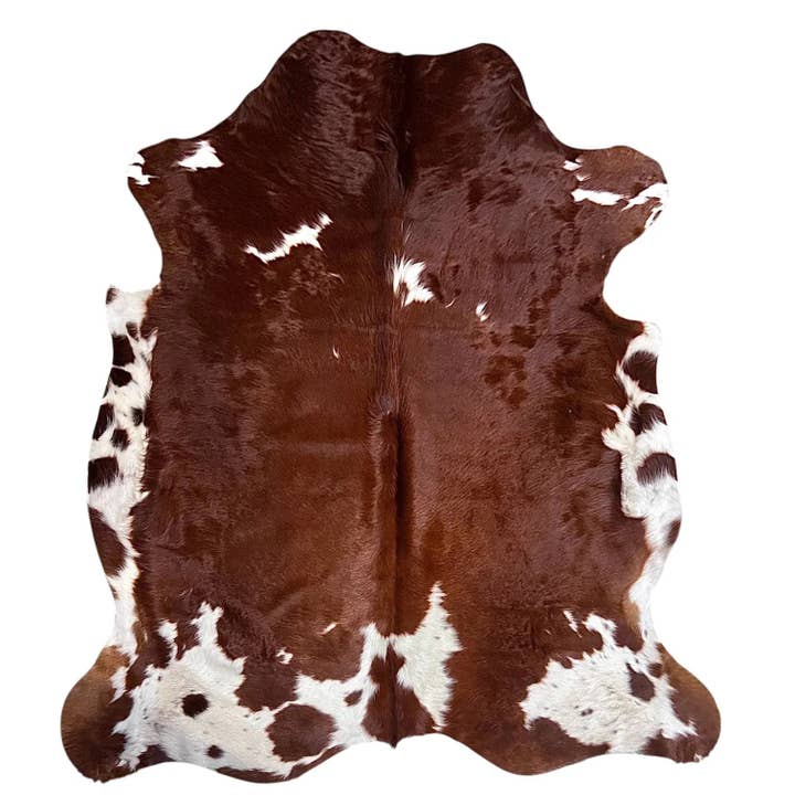 Large Brown and White Cowhide Rug H258---5.10x5.10 ft for wholesale by Rodeo