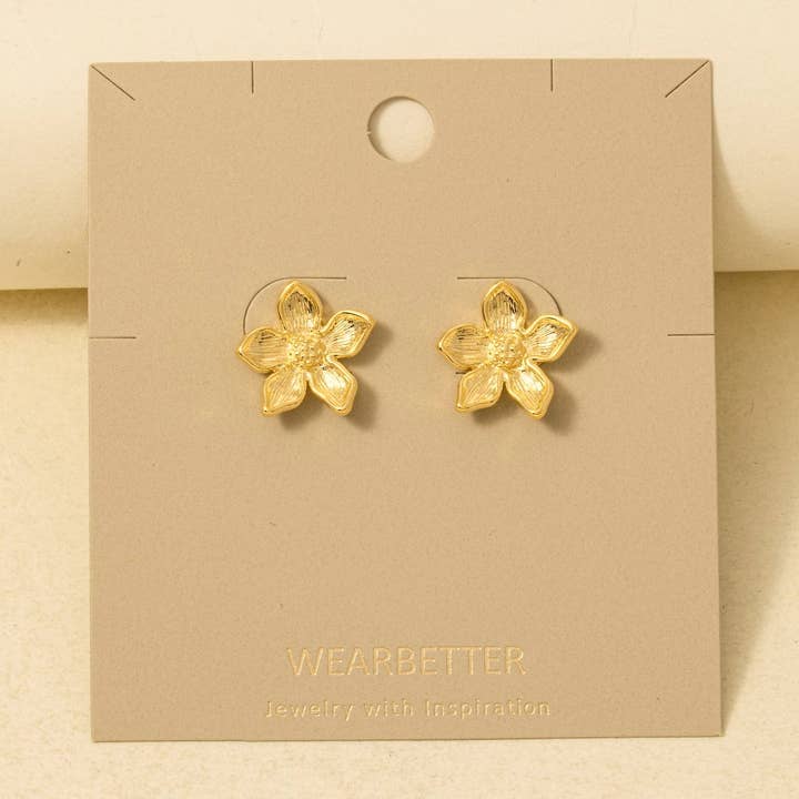 Anarchy Street - Wholesale Stud/Post Earrings - Metallic Flower Stud Earrings