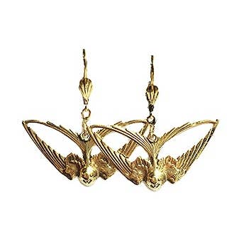 Brincos Andorinha Dourada - Fino Inox - presente por atacado de Lotta Djossou Paris