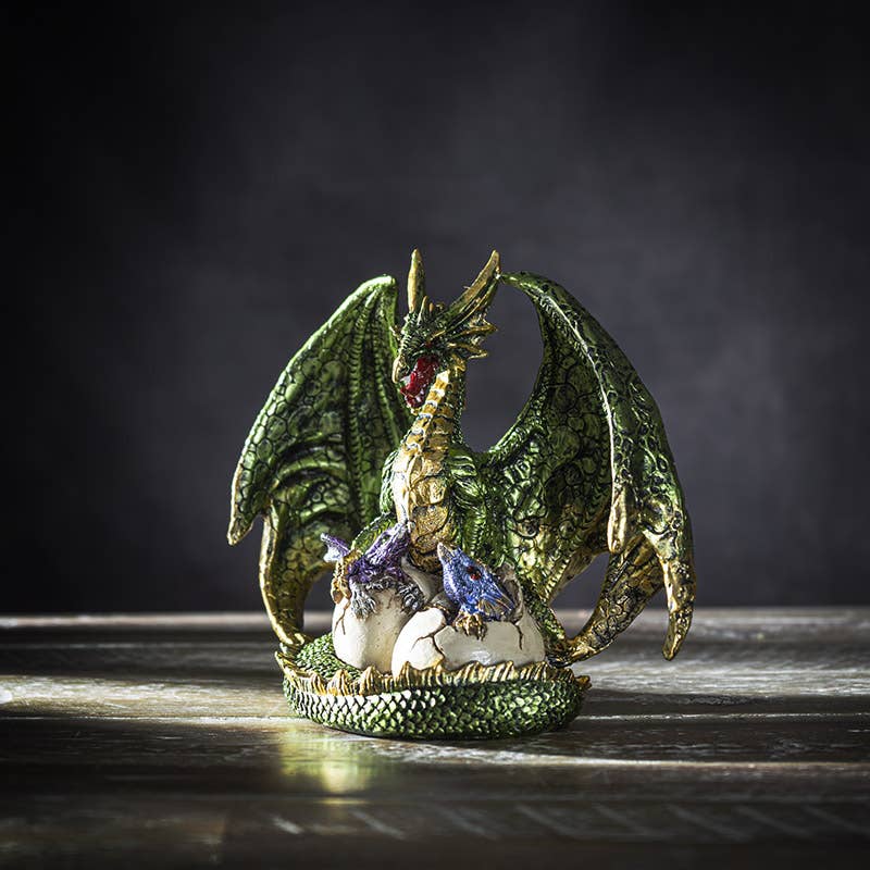 Pacific Trading - Wholesale Decorative Figurine - Green Dragon with Hatchlings5