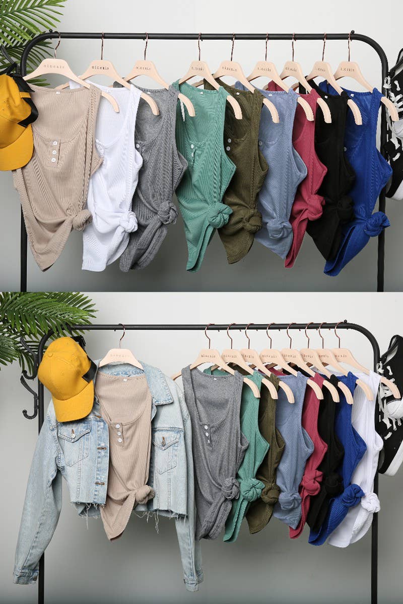 NINEXIS - Wholesale Tank Top - Women's - CWTTSL077_SOFT TANK TOP WITH FRONT BUTTON DETAIL11