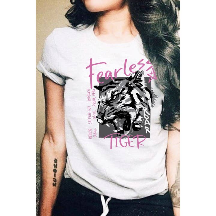 FEARLESS TIGER GRAPHIC WOMEN TEE for wholesale by nobarand