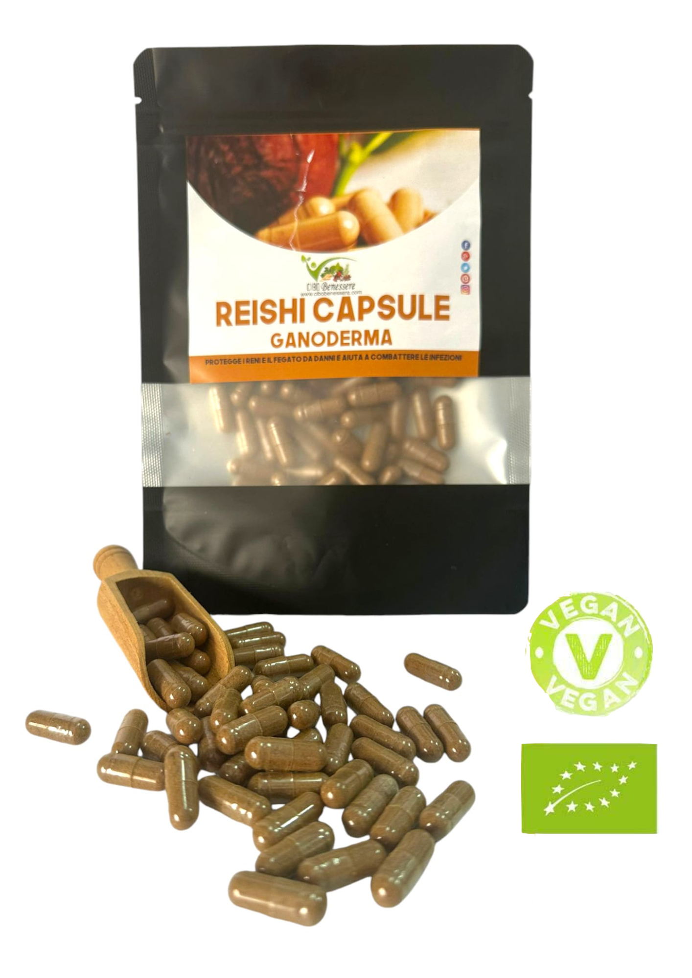 Cibobenessere - Wholesale Oral Supplement/Vitamin - Organic REISHI Mushrooms - Vegetable Capsules0