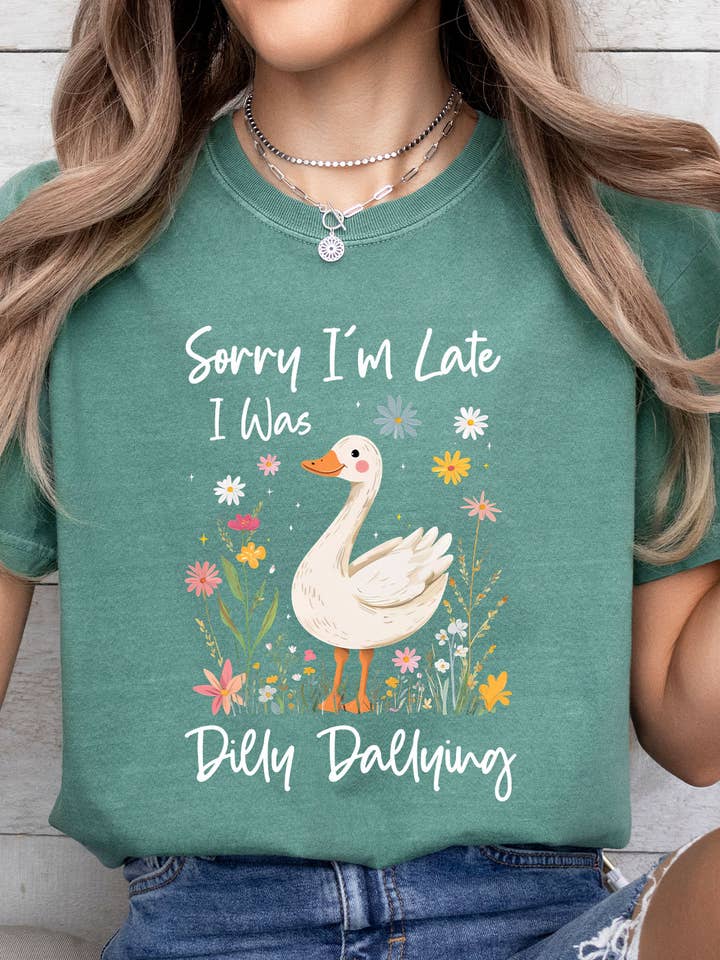 Kissed Apparel - Vendita all'ingrosso Maglietta serigrafata - Donna - Scusa per il ritardo, stavo perdendo tempo Comfort Colors4