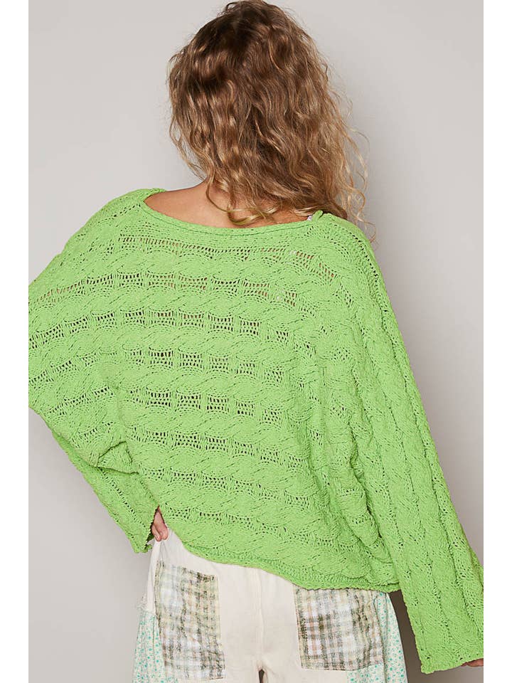Pol Clothing - Wholesale Knit Sweater - Women's - Round neck semi cropped knitted solid sweater SALE