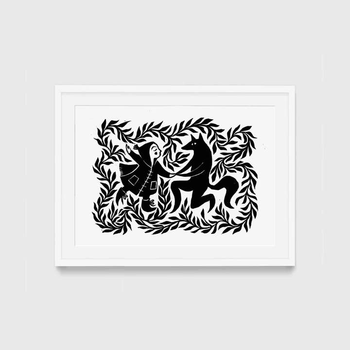 Katia Hinic Studio - Wholesale Art Print - 'Red riding hood' lino print1
