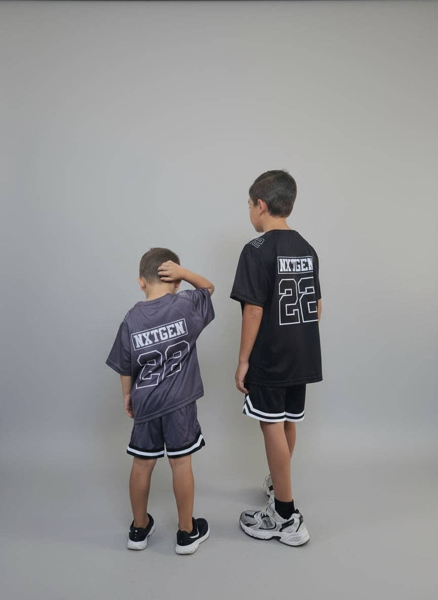 Next Generation clothing - Wholesale Top & short set – Kids - Off-season grey basketball set (pre order)
