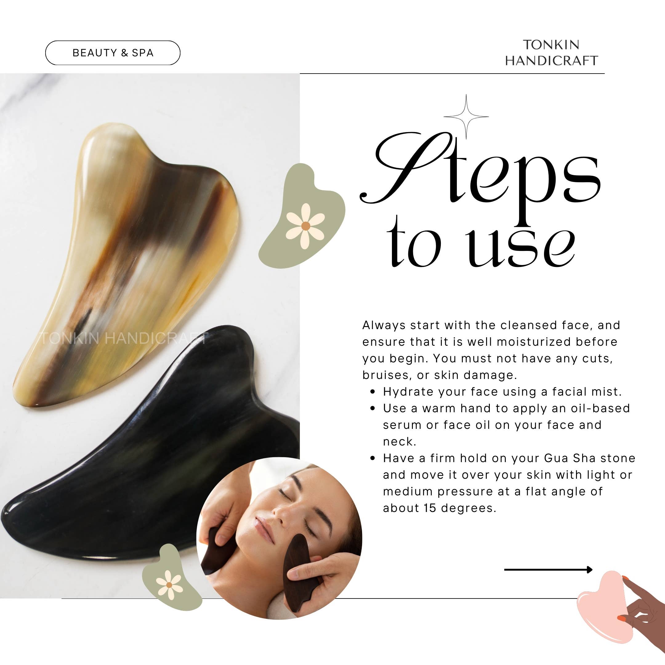 Tonkin Handicraft – Engroshandel Gua Sha – Horn Gua Sha – 100% naturligt horn massageværktøj3