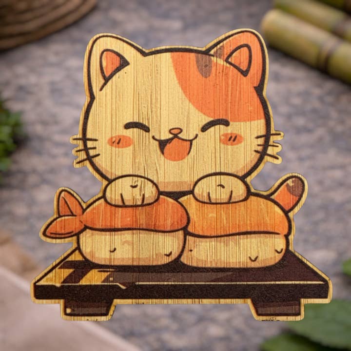 Cat Sushi for wholesale by Bamboo Wood Stickers