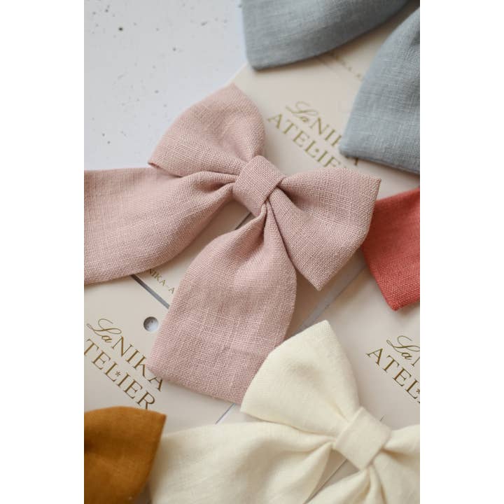 Lanika Atelier, Nika Korošec s.p. - Wholesale Hair Bow - Women's - Midi linen hair bows in pastel colors9