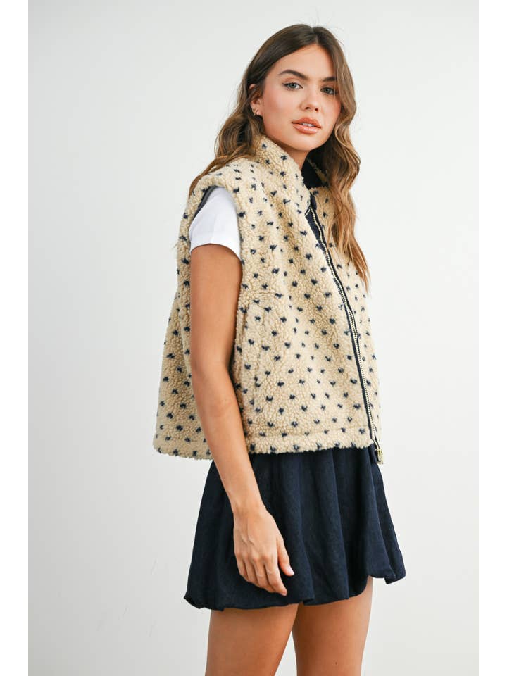 BUTTERMELON - Wholesale Jacket - Women's - Floral Fleece Sleeveless Vest - BMJ784911