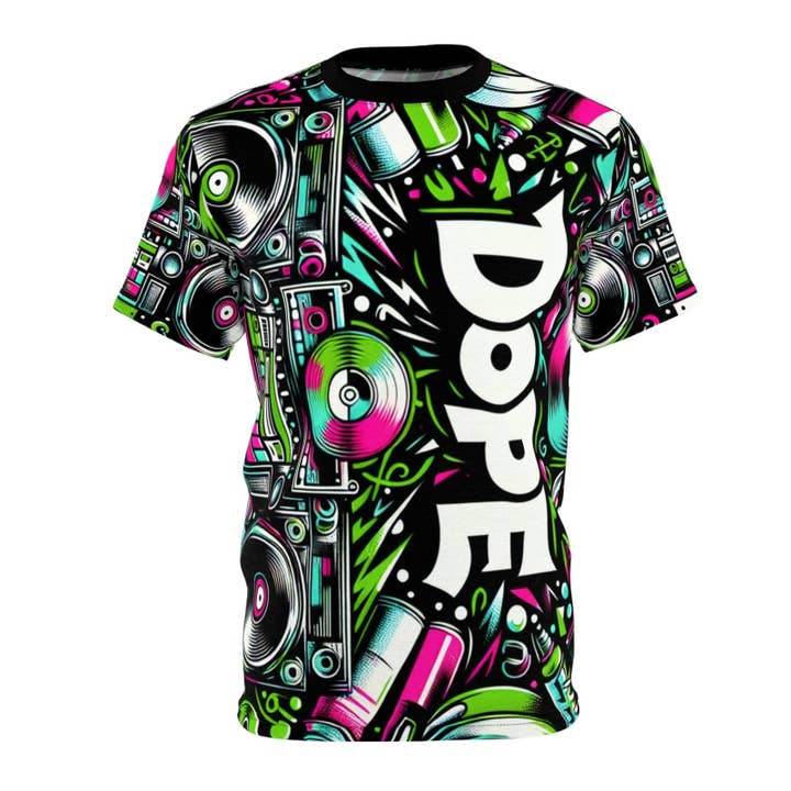 Dope All-over Print 90s Hip Hop Music Graffiti T-Shirt | US for wholesale by Ohhh So Swag