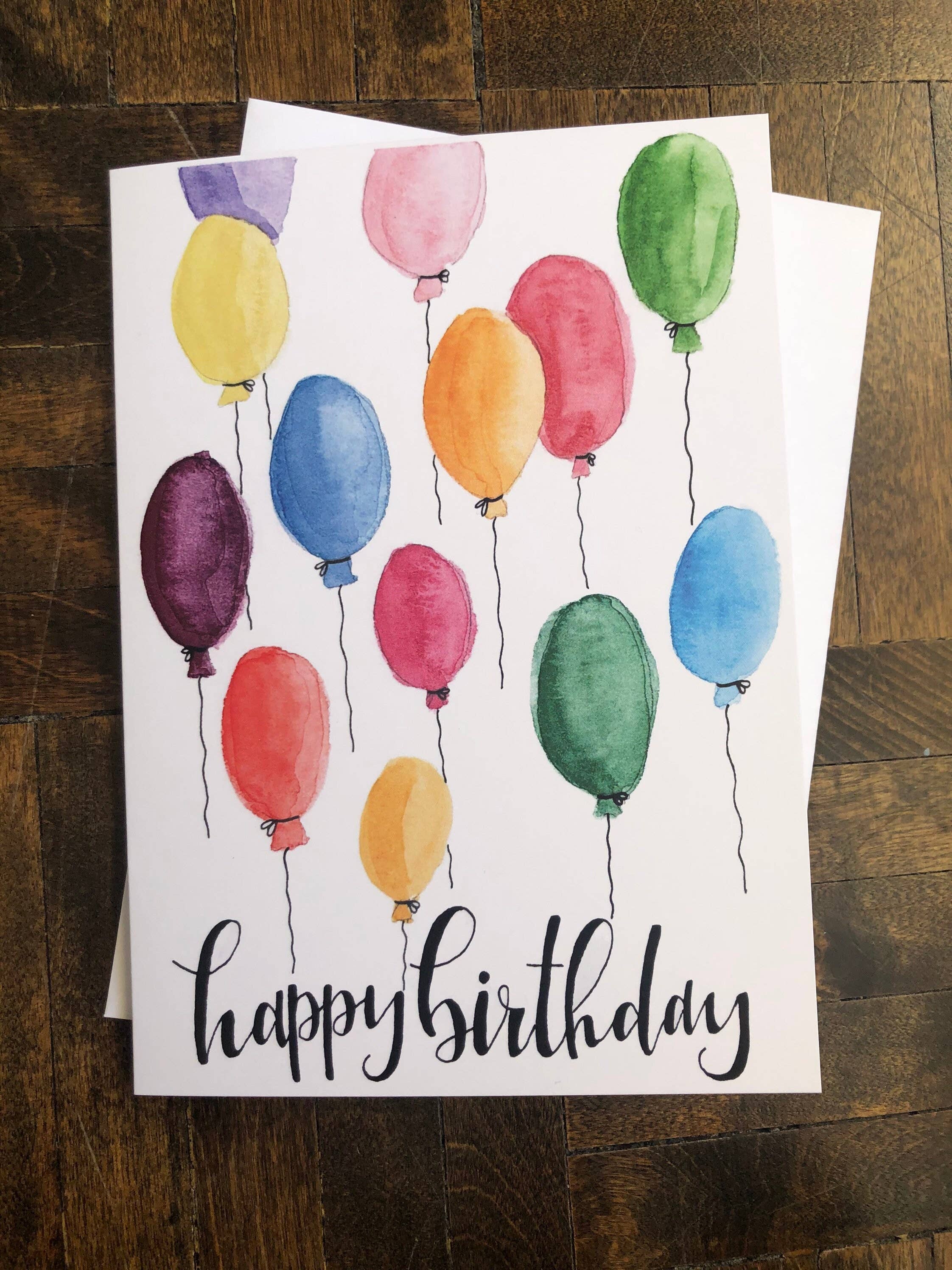Wild Juniper Art Studio – wholesale Birthday card – Happy Birthday Card, Birthday Card, Watercolour Cards, Watercolour Birthday Card, Balloons, Hand painted Card, Calligraphy7