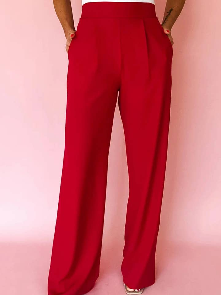 FULL TIME PURCHASE - Wholesale Pants - Women's - Pleated Pull On High Elastic Waist Loose Straight Pants3