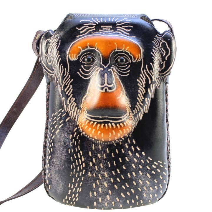 Sunflower Handmade leather inc - Vendita all'ingrosso Tracolla - Donna - Borsa a tracolla per telefono rettangolare in pelle Monkey1