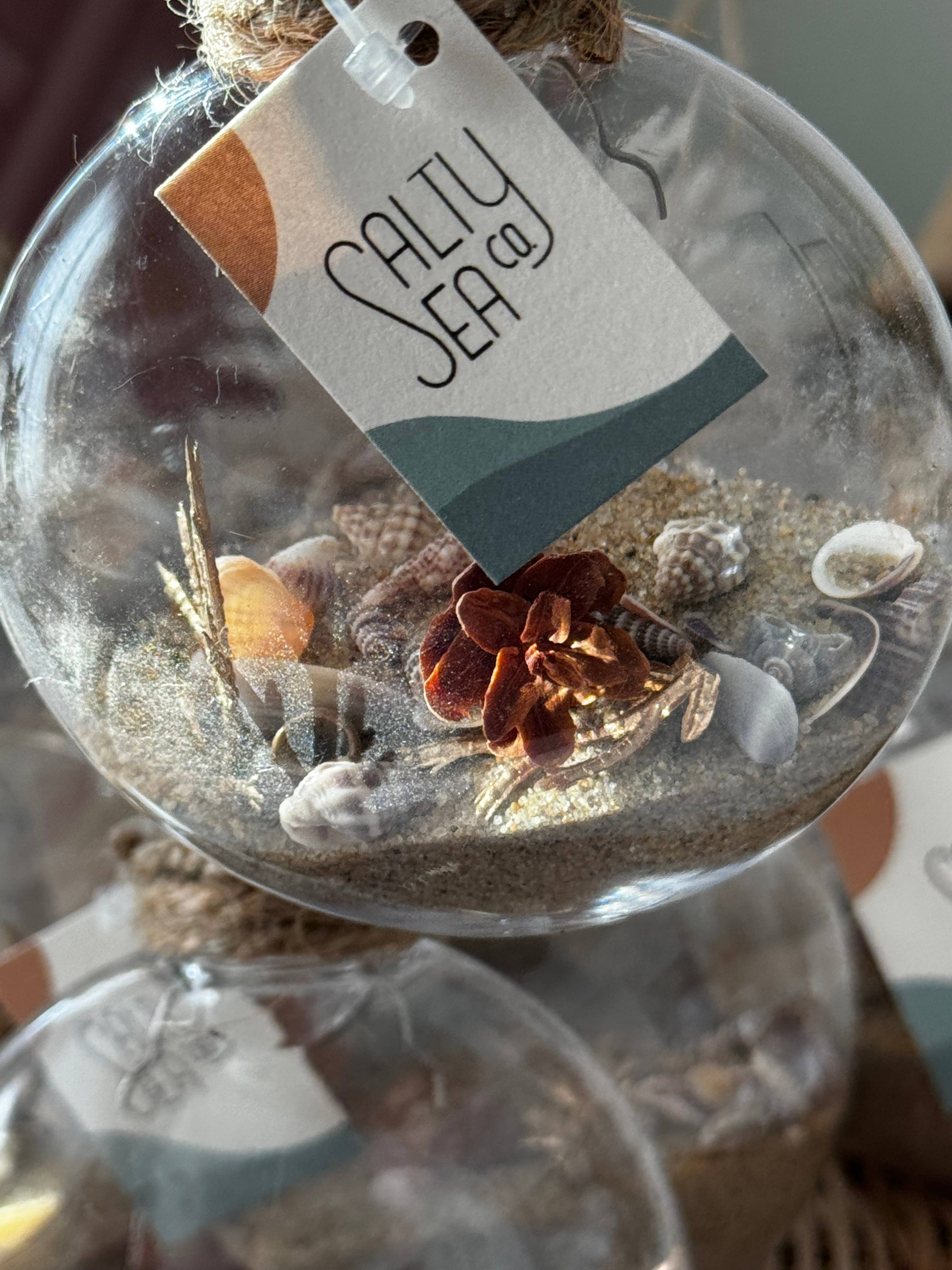 Salty Sea Company - Wholesale Ornament - Shell & Sand Filled Holiday Ball Ornament2