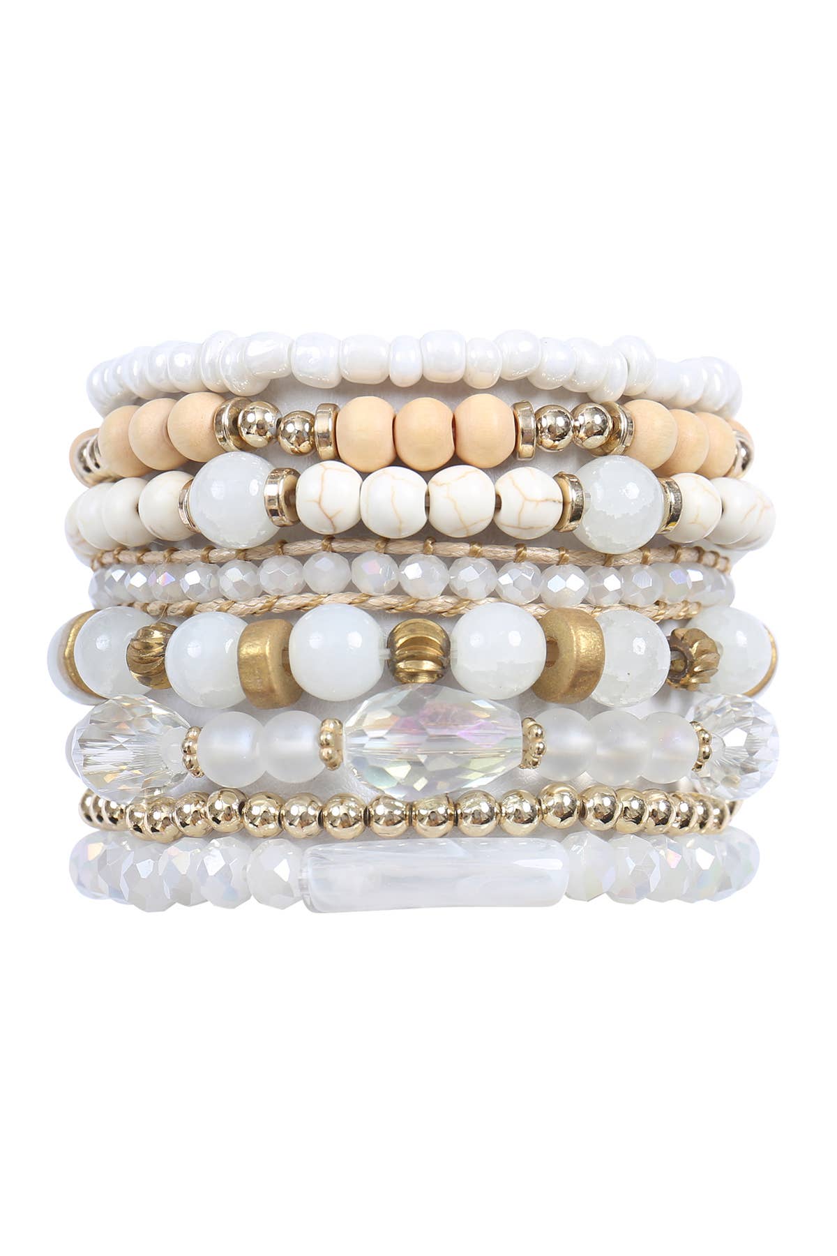 MYS Wholesale Inc - Wholesale Jewelry Set - Charm Mix Bead Natural Stone Wood Layered Stackable Bracelet8
