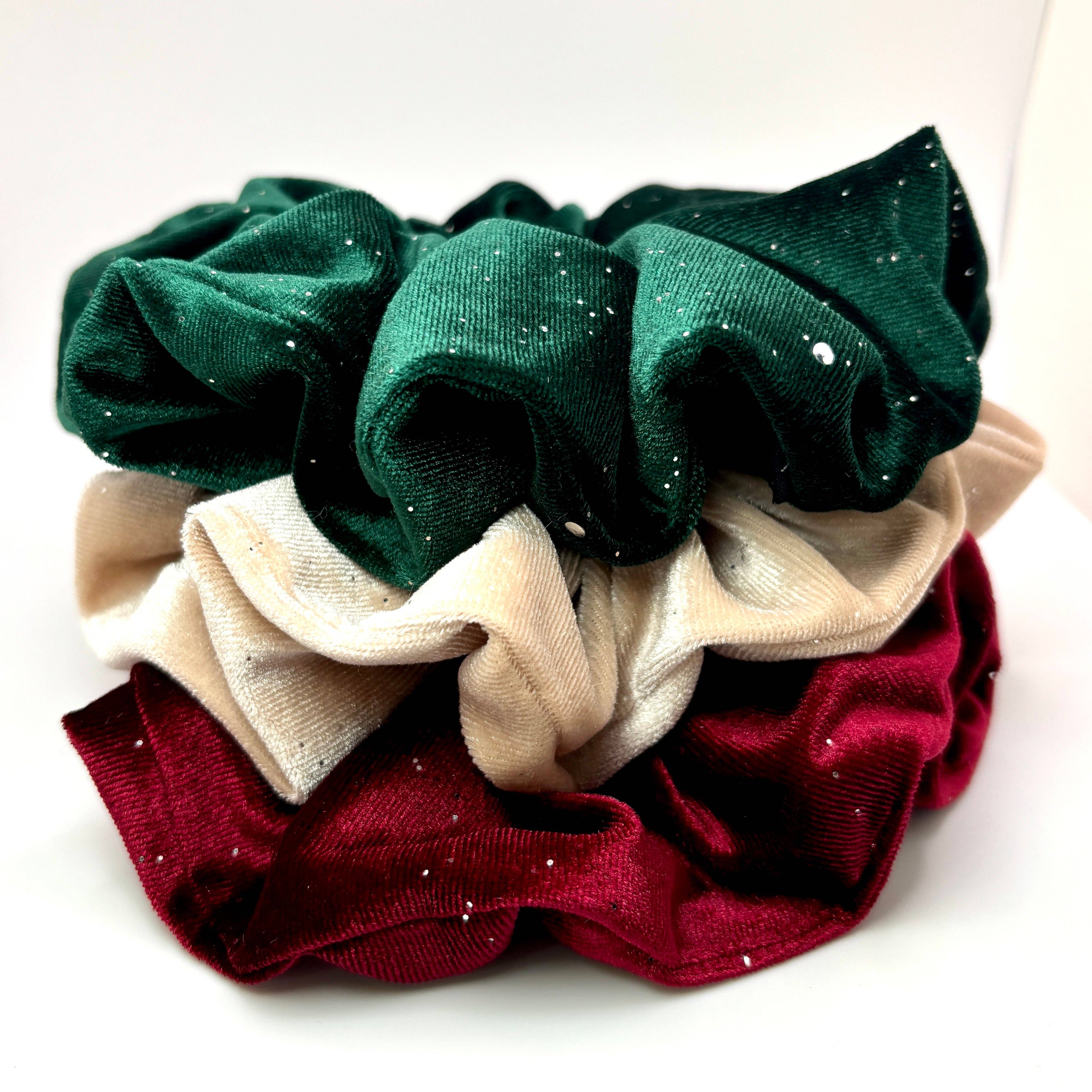 Enchanted Scrunch - Vendita all'ingrosso Scrunchie - Donna - Trio di Scrunchie in Velluto Brillante di Natale2