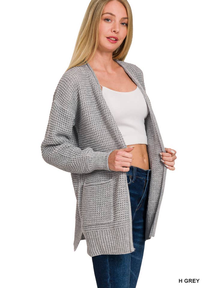 Vanilla Monkey – wholesale Cardigan – Women’s – Low Gauge Waffle Open Cardigan Sweater8