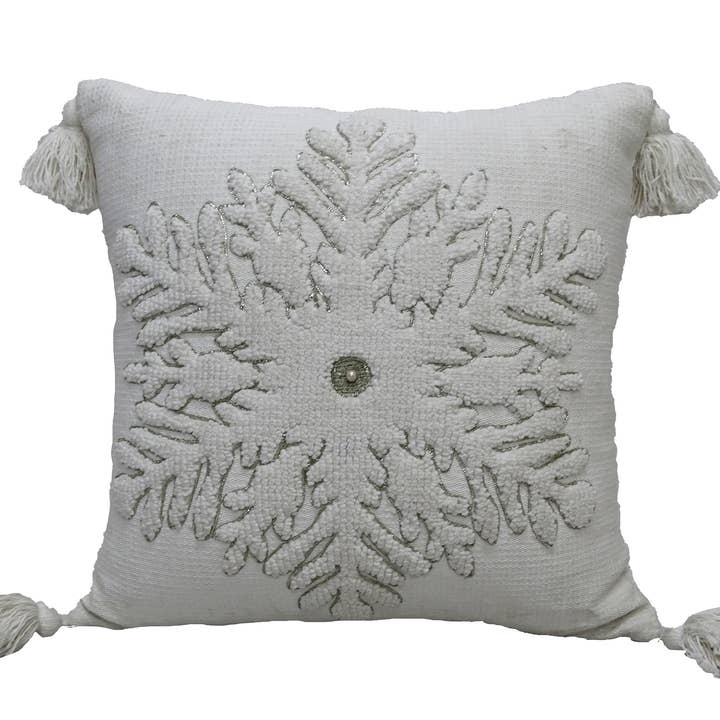 Snowflake Christmas Decorative Throw Pillow 20"x20" for wholesale by Vibhsa